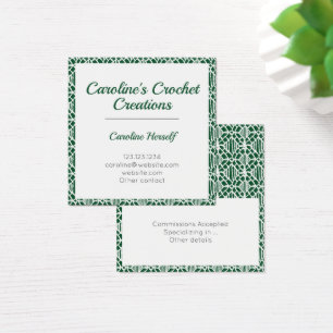 Evergreen White Crochet Lace Pattern Business Card