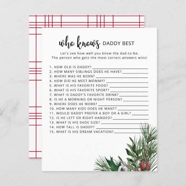 Evergreen Who knows daddy best game (Front/Back)