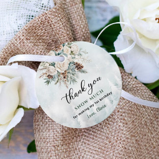Evergreen Winter First Birthday Thank You Favour Tags
