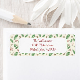 Evergreen Winter Floral Christmas Return Address
