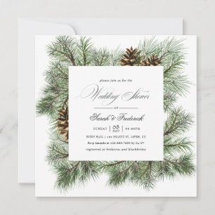 Evergreen Winter Pines Holiday Wedding Shower Invitation