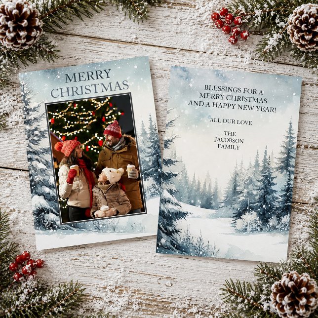 Evergreen Winter Scene Photo Christmas Card (Evergreen Winter Scene Photo Christmas Card)