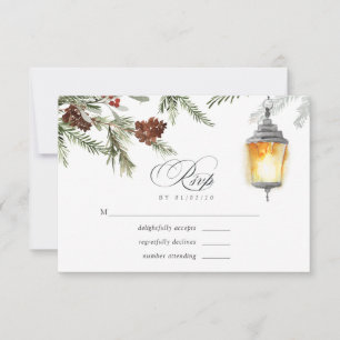 Evergreen - Wintertide Woodland Christmas Wedding RSVP Card