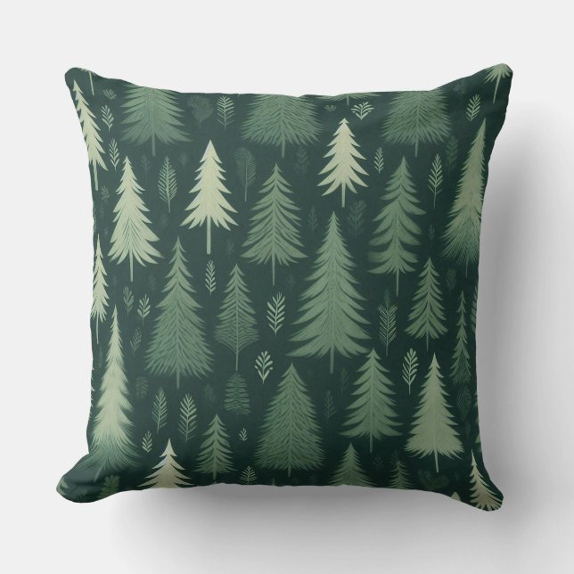 Evergreen Wonderland Throw Pillow (Front)