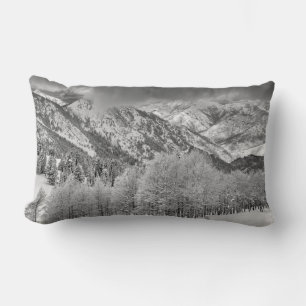 Evergreens and Aspen trees in a snow storm Lumbar Pillow