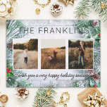 Evergreens and Rustic Wood Christmas Photo  Holiday Card<br><div class="desc">My Evergreens and Rustic Wood Christmas Photo Holiday Card is the perfect way to stay connected this holiday season.  
Photos by Patty Brito on Unsplash</div>