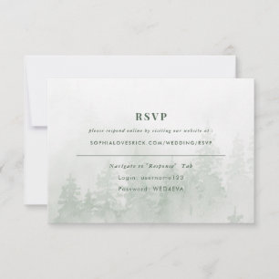 Evergreens in the Fog Forest in Green Online RSVP Card