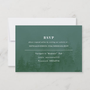 Evergreens in the Foggy Forest Green Online RSVP Card