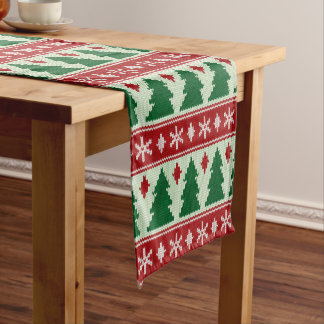 Evergreens & Snowflakes Knit Short Table Runner