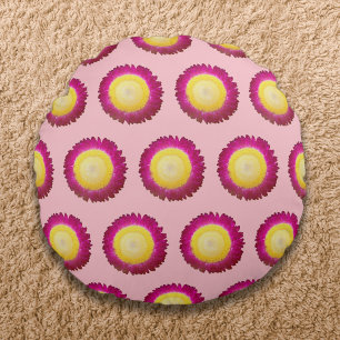 Everlasting Flower Seamless Pattern on Round Pillow