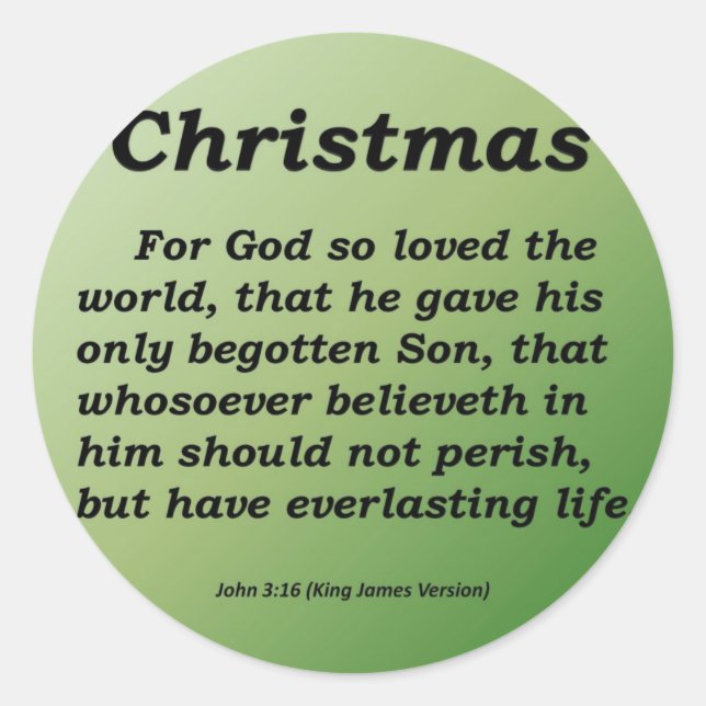 Everlasting Life Christmas John 3-16 Classic Round Sticker (Front)