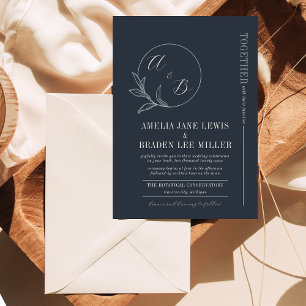 Everlasting Love Deep Blue Wreath Wedding Invite