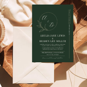 Everlasting Love Deep Green Wedding Invite