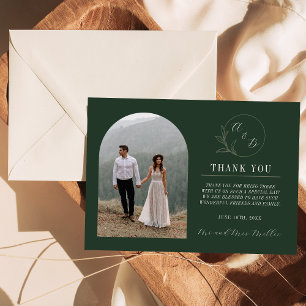 Everlasting Love Deep Green Wedding Thank You Card