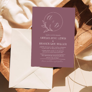 Everlasting Love   Deep Mauve Wreath Wedding  Invitation