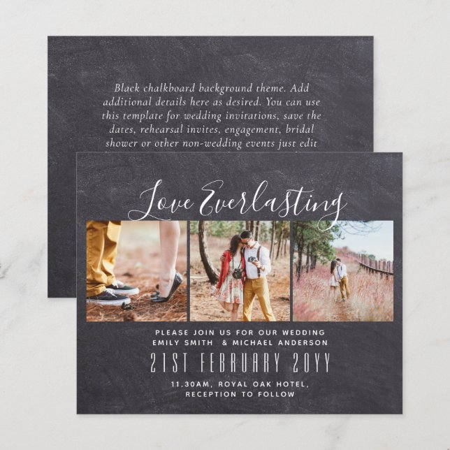 Everlasting Love PHOTO COLLAGE Wedding Event Invit (Front/Back)