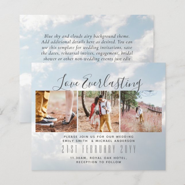 Everlasting Love PHOTO COLLAGE Wedding Event Invit (Front/Back)