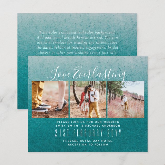 Everlasting Love PHOTO COLLAGE Wedding Event Invit (Front/Back)