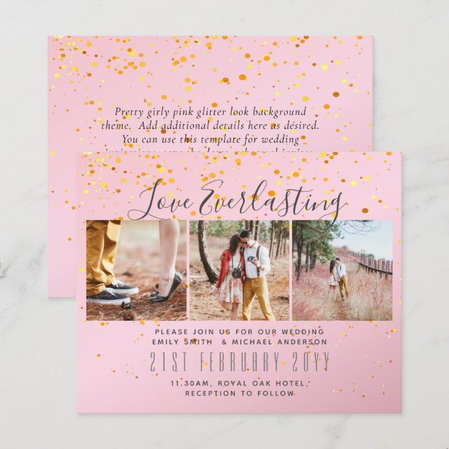 Everlasting Love PHOTO COLLAGE Wedding Event Invit (Front/Back)