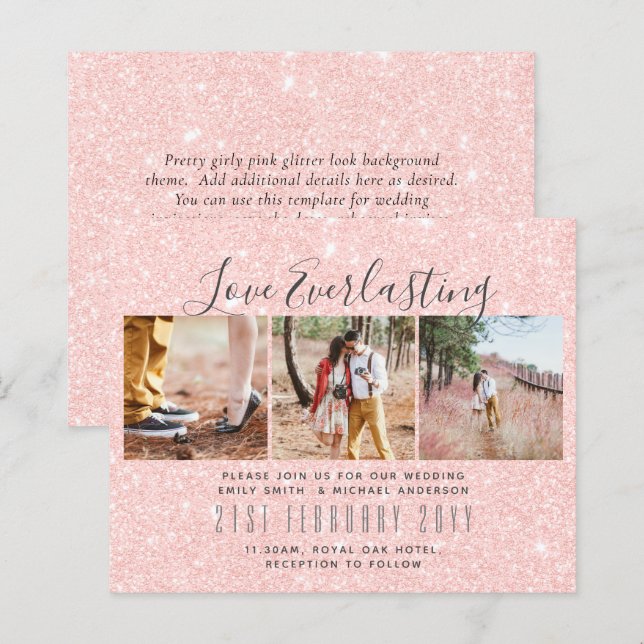 Everlasting Love PHOTO COLLAGE Wedding Event Invit (Front/Back)