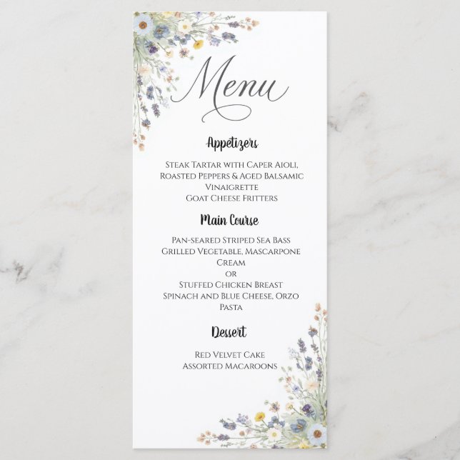 Everlasting Wildflower Wedding Menu (Front)