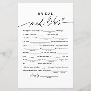 EVERLEIGH Bridal Shower Libs, Fill in the Blank