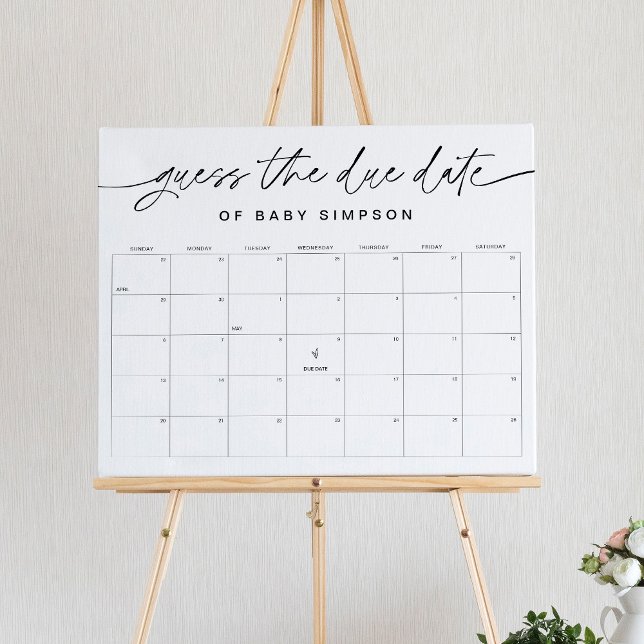 EVERLEIGH Guess Due Date Baby Shower Game 16x20 Poster (Creator Uploaded)