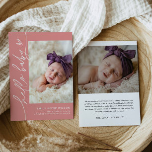 EVERLEIGH Minimalist Baby Girl Birth Announcement