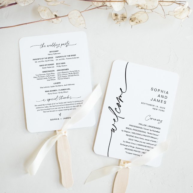EVERLEIGH Minimalist Wedding Program (set of 10) Hand Fan (Creator Uploaded)