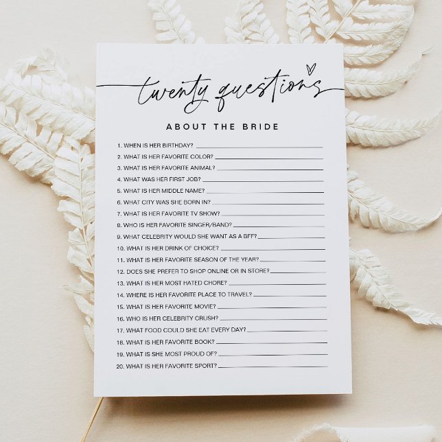 EVERLEIGH Twenty Questions About the Bride Game Invitation (Creator Uploaded)