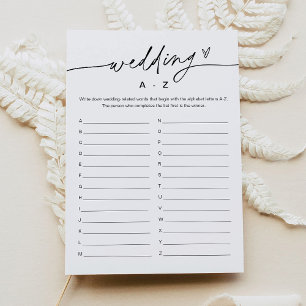 EVERLEIGH Wedding A-Z Bridal Shower Game Card