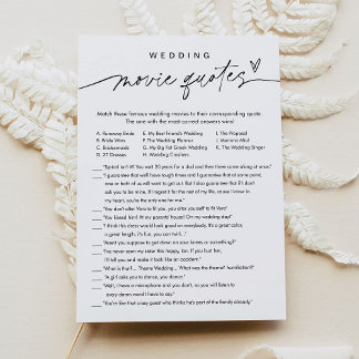 EVERLEIGH Wedding Movie Quotes Bridal Shower Game Invitation