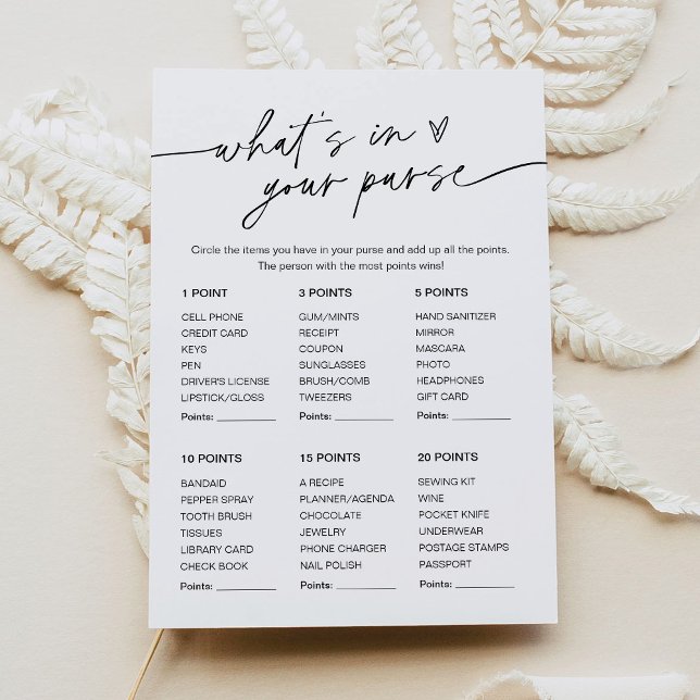 EVERLEIGH What's In Your Purse Bridal Shower Game Invitation (Creator Uploaded)