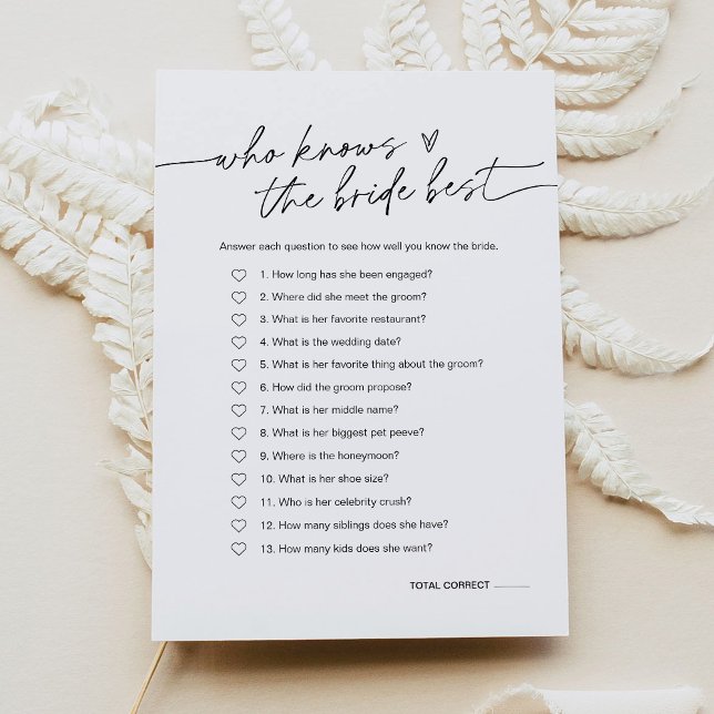 EVERLEIGH Who Knows The Bride Best Bridal Game Invitation (Creator Uploaded)