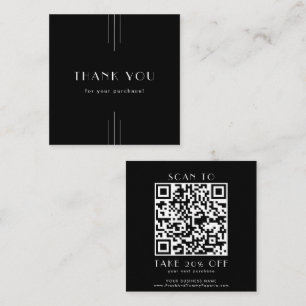 EVERLY Art Deco Black Business QR Code Thank You Discount Card