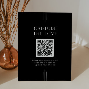 EVERLY Art Deco Black Capture the Love Wedding Pedestal Sign