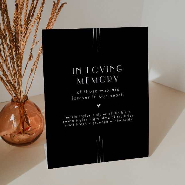 EVERLY Art Deco Black In Loving Memory Wedding Pedestal Sign (EVERLY Art Deco Black In Loving Memory Wedding Pedestal Sign)