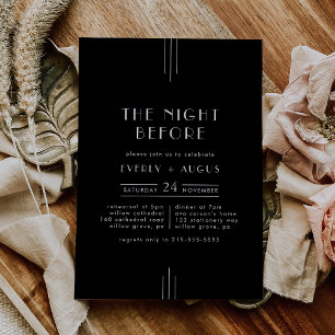 EVERLY Art Deco Black Night Before Rehearsal Invitation