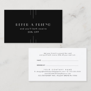 EVERLY Art Deco Black Refer A Friend Referral Card