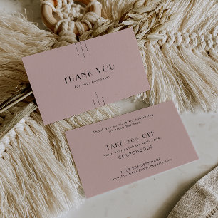 EVERLY Art Deco Blush Pink Business Thank You Discount Card
