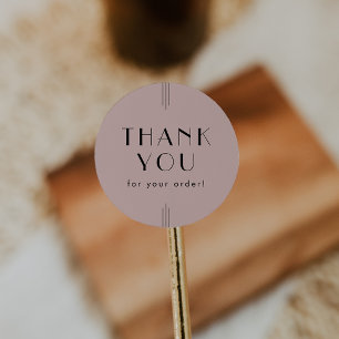 EVERLY Art Deco Blush Pink Thank You For Order Classic Round Sticker