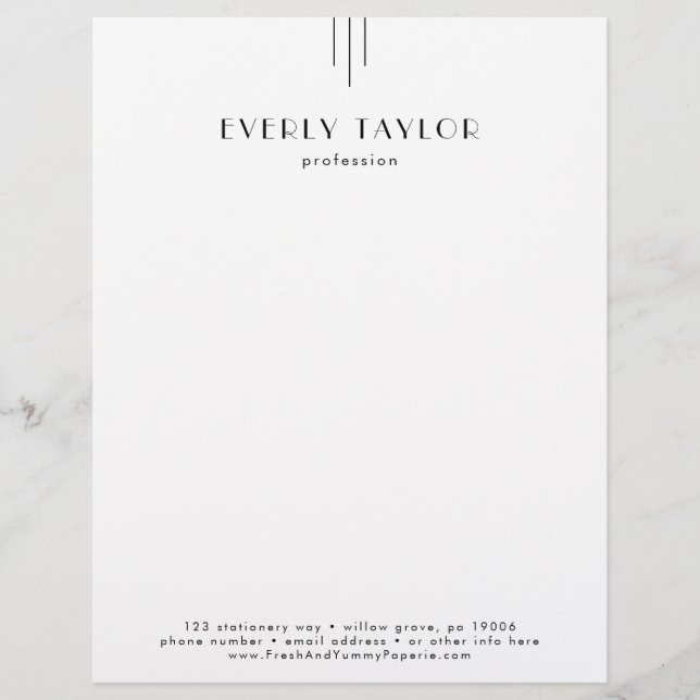EVERLY Art Deco Business Professional Company Letterhead (Front)