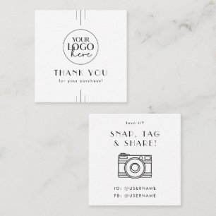 EVERLY Art Deco Logo Social Media Share Thank You Square Business Card