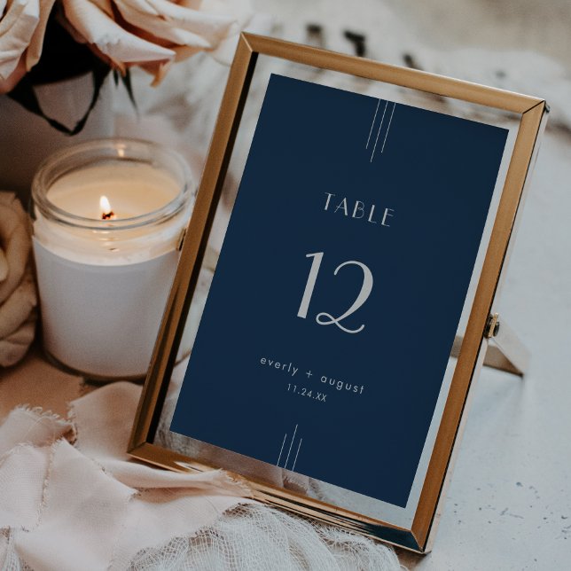 EVERLY Art Deco Navy Blue Wedding Table Numbers (EVERLY Art Deco Navy Blue Wedding Table Numbers)