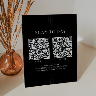 EVERLY Art Déco Panneau d'affaires Noir 2 Apps Sca