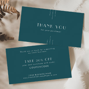 EVERLY Art Deco Peacock Teal Business Thank You Discount Card