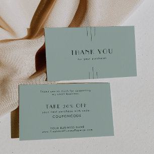 EVERLY Art Deco Sage Green Business Thank You Discount Card