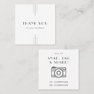 EVERLY Art Deco Social Media Snap Share Thank You Square Business Card