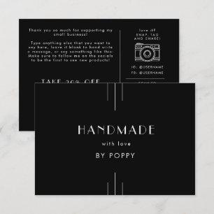 EVERLY Black Handmade with Love Thank You Order Enclosure Card