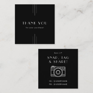EVERLY Black Social Media Snap Share Thank You Square Business Card